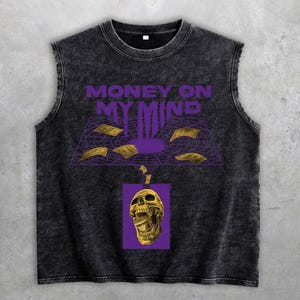4 Imperial Purple 4s Washed Tank Top, Cash Mind, Hemden Match Sneakers