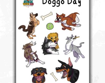 Dog Puppy Sticker Sheet for Planner, Journal, Scrapbook