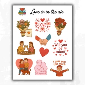 Romantic Stickers for Planners, Love Stickers, Love is in the Air, Journals & Crafts Stickers, Date Night, Affection, and Love