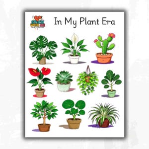 Houseplant Sticker Sheet: Botanical Planner Stickers for Plant Lovers