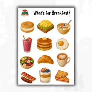 Breakfast Stickers, Meal Planner Sticker Sheet, Breakfast Ideas for Journaling, Scrapbooking and Weekly Planning