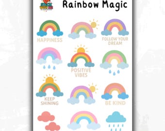 Pastel Rainbow Sticker Sheet: Positive Affirmations for Planners & Journals