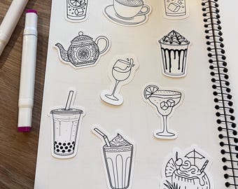 Colorea tus propias pegatinas de bebidas: coloración terapéutica, scrapbooking y diario