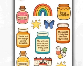 Self Care Sticker Sheet: Motivational Planner & Journal Stickers