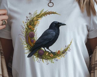 Gothic Black Crow PNG: Spooky Halloween Raven Sublimation Design (Digital Download)