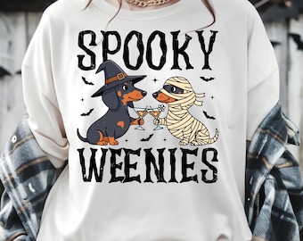 Spooky Weenies Png, projekt koszulki dla mamy jamnika na Halloween, upiorny jamnik do pobrania w wersji cyfrowej