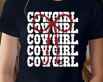 Vaquera coqueta PNG: Diseño de camisa retro estilo western (descarga digital)
