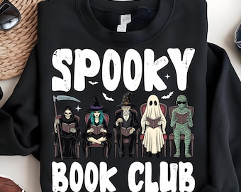Spooky Book Club PNG, Halloween Witchy Reader Shirt Digital Download, Ghost Reading Book