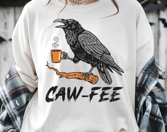 Dark Humor Raven Coffee PNG, Gothic Kaffee Sublimationsdesign, lustig trendig (Digitaler Download)