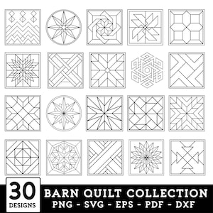 Most Popular Easy Barn Quilt SVG, Geometric DIY Yard Art Quilt Blocks Patterns