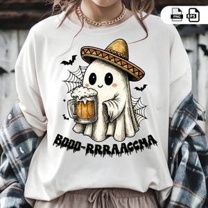 Latino Halloween Ghost Boo-rracha PNG EPS, Mexican, Spanish Spooky Season Digital File, Instant Download