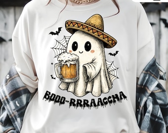 Latino Halloween Ghost Boo-rracha PNG EPS, Mexican, Spanish Spooky Season Digital File, Instant Download