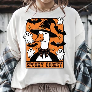 Spooky Goosey Png, Halloween Witchy Goose Design For Shirt, Halloween Boo Ghost Digital Download