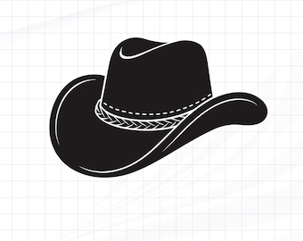 Rodeo Cowboy Hat SVG, Western Country Boy Hat Silhouette PNG, EPS, Digital Download File