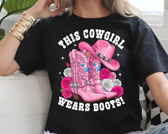 Cowgirl Pink Hat and Boots PNG: Western Rodeo Fashion Design Digital File, Instant Download