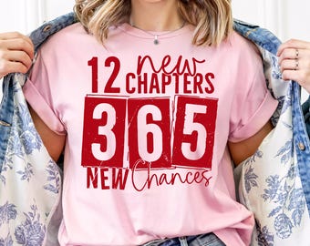 Frohes neues Jahr 2026 PNG, 12 neue Kapitel 365 Chancen, motivierendes Sublimationsdesign
