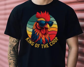 King of the Coop PNG, Funny Chicken Farmer Design, Retro Humor Shirt Design (Digital Download)