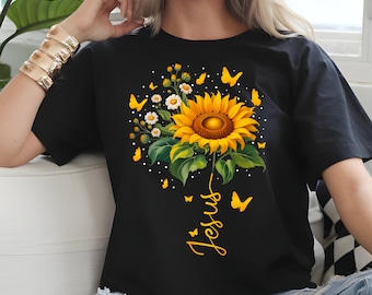 Jesus Sunflower PNG, Christian Faith PNG Design, Religious Sublimation Shirt, Lover Art (Digital Download)