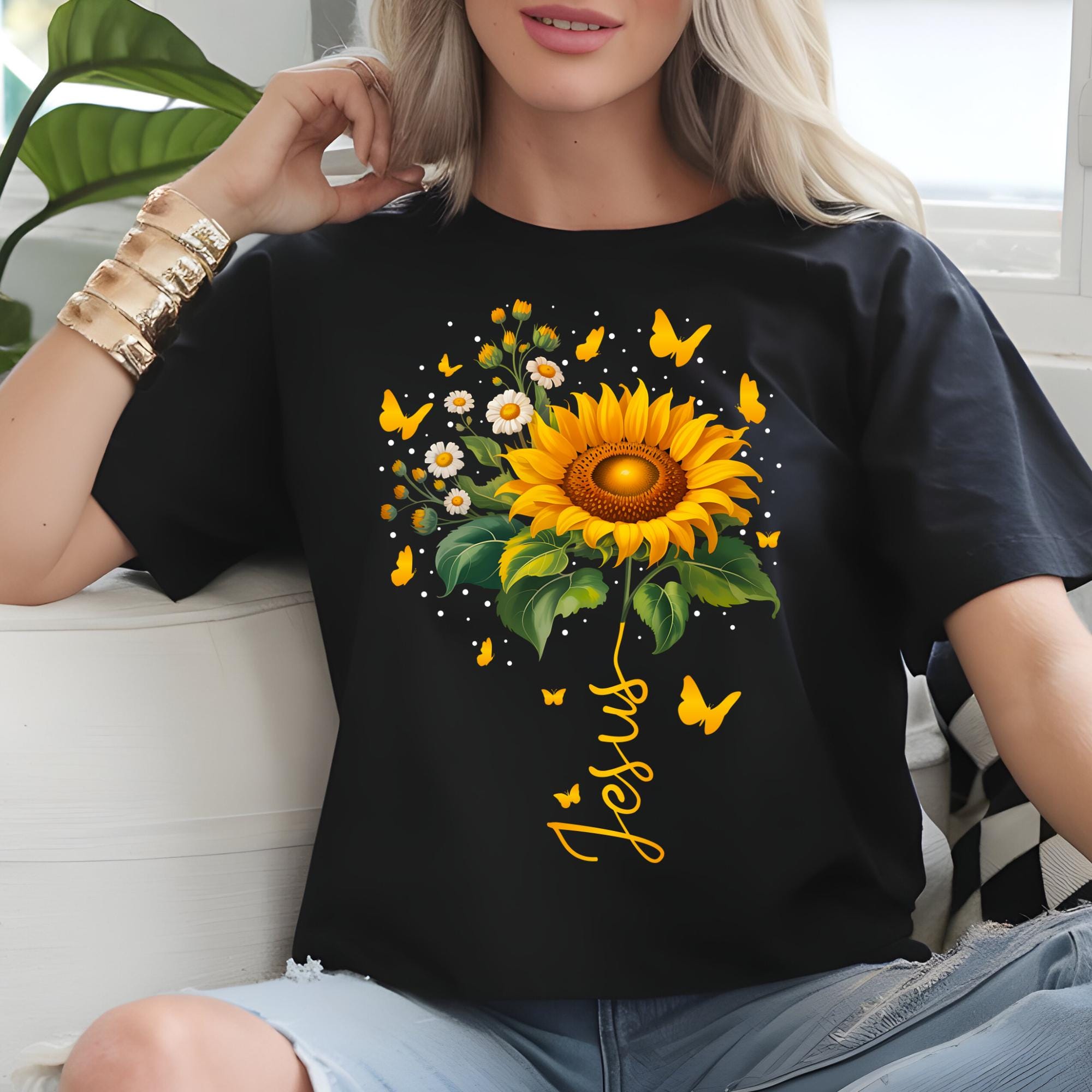 T-shirt Vintage Homme Fruit Of The Loom - Tournesols - Taille XL - Années 90