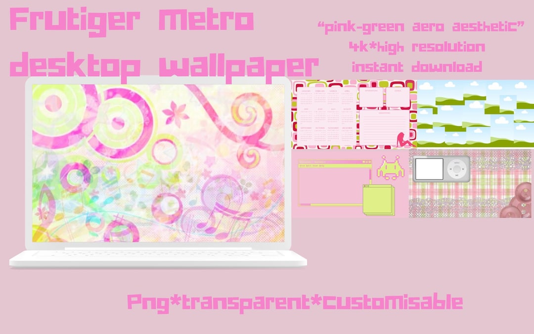 Frutiger Metro Pink and Green Desktop Wallpaper - Etsy