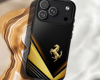 Funda para teléfono Black & Gold Supercar Supercar – Funda de lujo estilo carreras italianas para iPhone, Samsung, Pixel