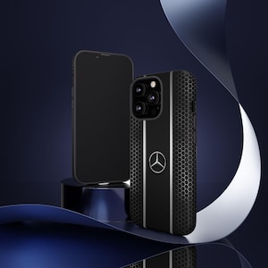 Funda de lujo para teléfono inspirada en Mercedes: cubierta negra estilo panal de abeja para iPhone, Samsung y Pixel. imagen 18