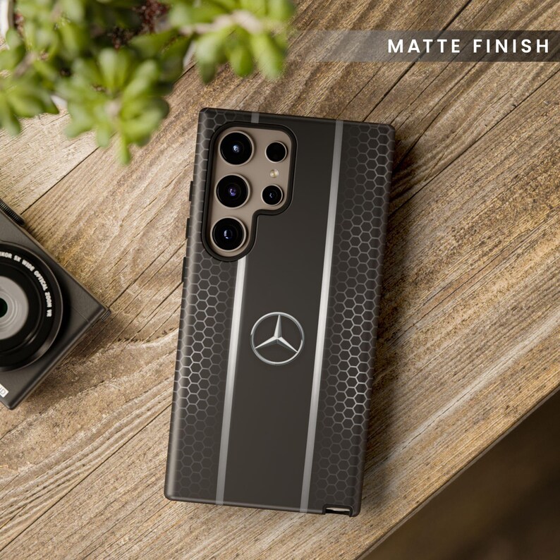 Funda de lujo para teléfono inspirada en Mercedes: cubierta negra estilo panal de abeja para iPhone, Samsung y Pixel. imagen 15