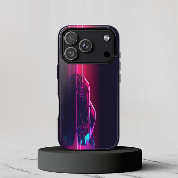 Neon Porsche Phone Case: Shockproof, Glossy/Matte Finish
