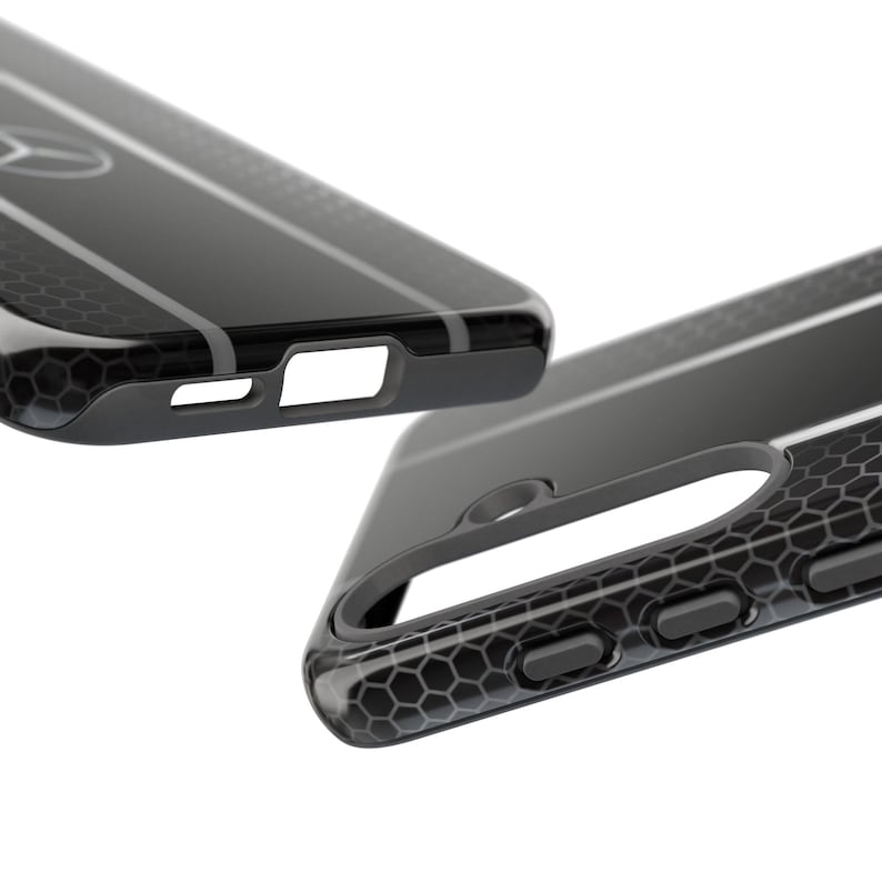 Funda de lujo para teléfono inspirada en Mercedes: cubierta negra estilo panal de abeja para iPhone, Samsung y Pixel. imagen 7