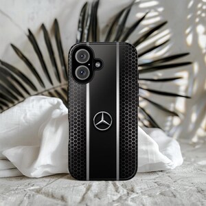 Funda de lujo para teléfono inspirada en Mercedes: cubierta negra estilo panal de abeja para iPhone, Samsung y Pixel. imagen 12