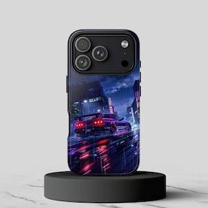Funda para teléfono JDM Neon Drift Car – Funda estilo cyberpunk de carreras callejeras japonesas (iPhone, Samsung, Pixel)