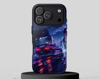 JDM Neon Drift Car Phone Case – Japanese Street Racing Cyberpunk Cover (iPhone, Samsung, Pixel)