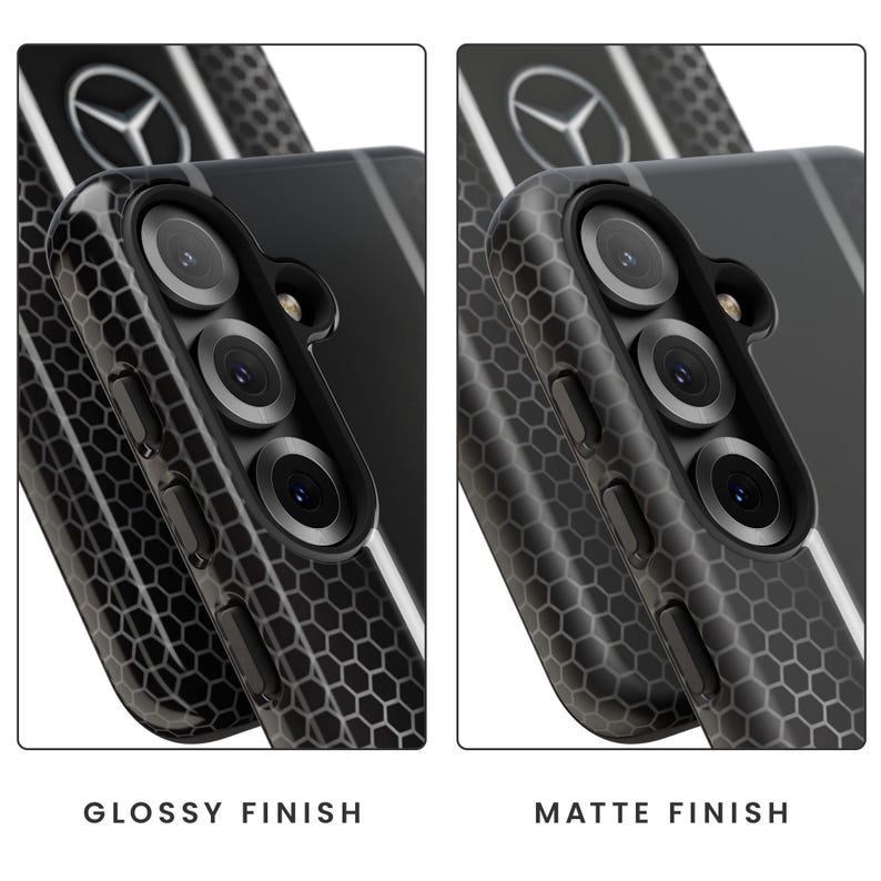 Funda de lujo para teléfono inspirada en Mercedes: cubierta negra estilo panal de abeja para iPhone, Samsung y Pixel. imagen 6