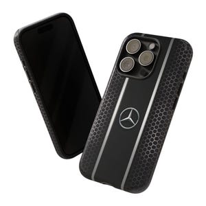 Funda de lujo para teléfono inspirada en Mercedes: cubierta negra estilo panal de abeja para iPhone, Samsung y Pixel. imagen 17