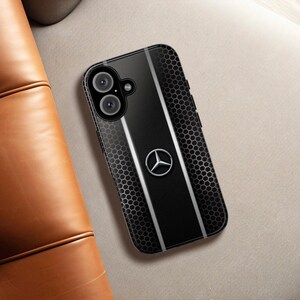 Funda de lujo para teléfono inspirada en Mercedes: cubierta negra estilo panal de abeja para iPhone, Samsung y Pixel. imagen 11