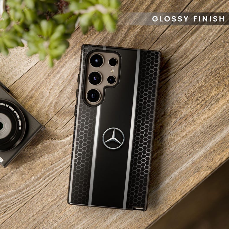 Funda de lujo para teléfono inspirada en Mercedes: cubierta negra estilo panal de abeja para iPhone, Samsung y Pixel. imagen 14