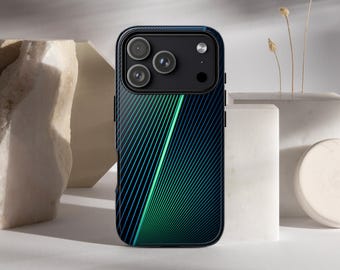 Blue Green Gradient Line Phone Case: Modern Abstract Cover