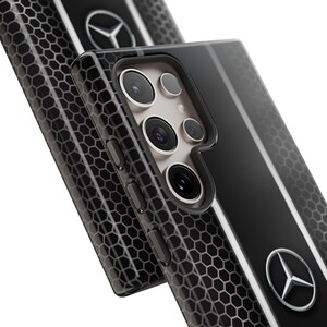 Funda de lujo para teléfono inspirada en Mercedes: cubierta negra estilo panal de abeja para iPhone, Samsung y Pixel. imagen 16