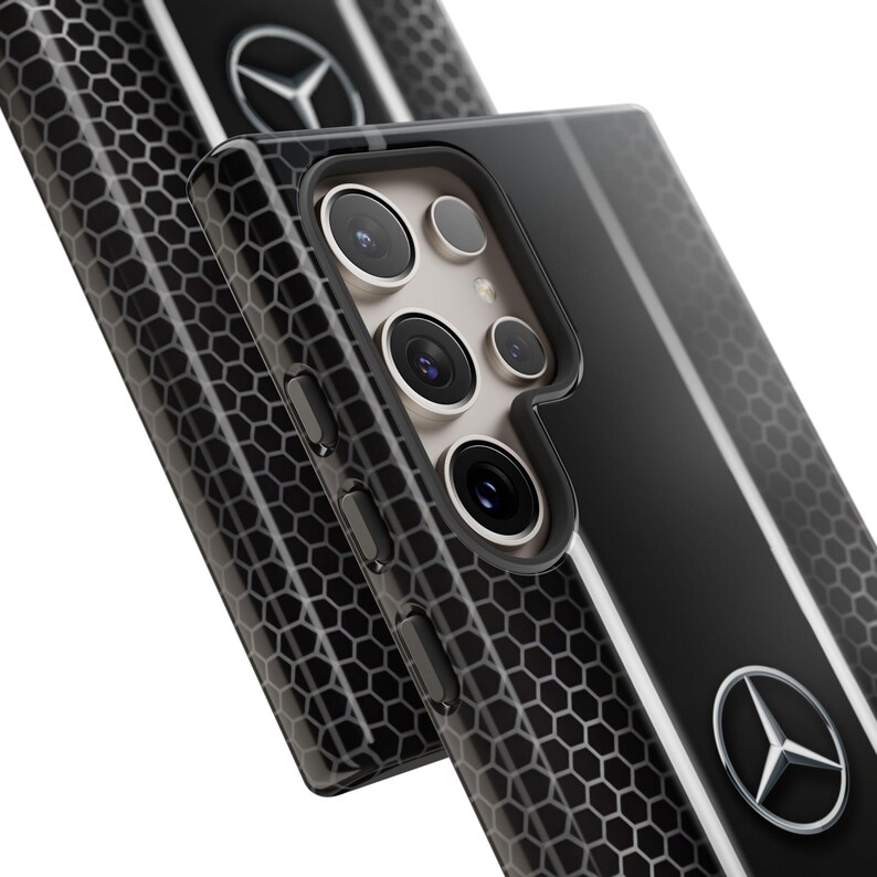 Funda de lujo para teléfono inspirada en Mercedes: cubierta negra estilo panal de abeja para iPhone, Samsung y Pixel. imagen 16