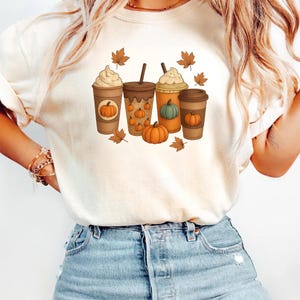 Pumpkin Spice Coffee Shirt - Fall Aesthetic T-Shirt - Cute Autumn Latte Tee - Cozy Fall Outfit - PSL Lover Gift for Women