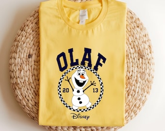 Retro Disney Frozen Olaf Est 2013 Classic Checkered Portrait T-Shirt, Olaf Xmas Shirt, Disneyland Family Matching Shirt, Epcot Theme Park