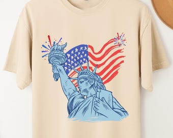 Statue of Liberty T-Shirt – USA Flag 4th of July Tee – Patriotic American Shirt – Independence Day Gift – Freedom Graphic Tee
