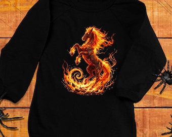 Fire Horse Long Sleeve Shirt, Chinese New Year Streetwear, Horse Lover Apparel