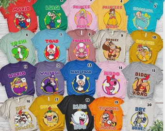 Super Mario Family Birthday Party Shirts, Personalized Character Apparel