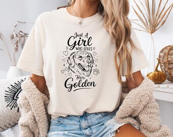 Just A Girl Who Loves Her Golden Shirt, Golden Retriever Shirt, Dog Mom Shirt, Dog Lover Shirt, Pet Shirt, Golden Dog Shirt