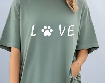 Love Paw Print T-Shirt, Dog Mom Tee, Pet Lover Gift