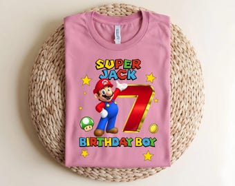 Custom Mario Birthday Shirt, Mario Shirt For Kids, Mario Birthday Shirt, Mario Birthday Party, Super Mario Birthday Shirt, Super Mario Shirt