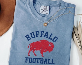 Comfort Colors® Retro Buffalo Football T-Shirt: Game Day Crewneck, Fan Gift