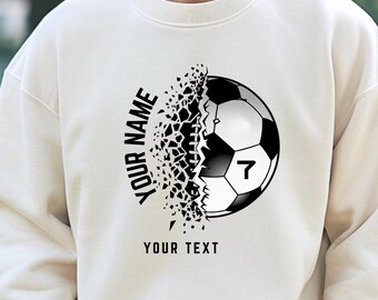 Personalized Soccer Sweatshirt with Name and Number,Custom Football Jersey Style Gift,Sports Team Fan Apparel