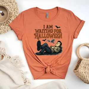 I Am Waiting for Halloween Shirt - Spooky Season Fall Tee for Halloween Lovers - Vintage Style Lazy Autumn Vibes Graphic T-Shirt